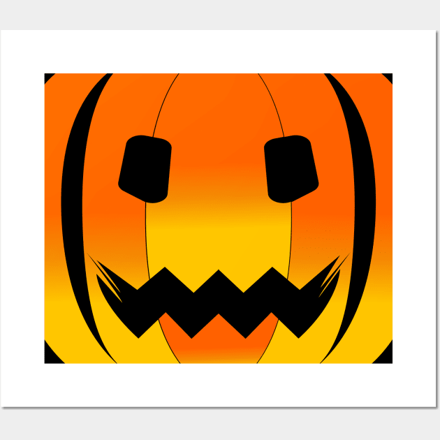 Orange pumpkin halloween face Wall Art by Salma Ismail